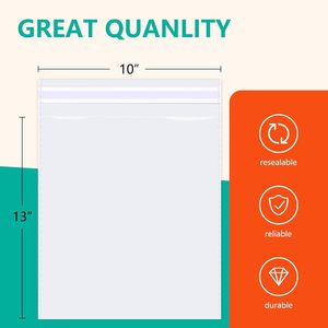 Clear Plastic Cellophane <b>Bags</b> 10x13 Inch Resealable Self Sealing Zipper <b>Bag</b> for Clothing T-Shirt Storage Prints Photos <b>Documents</b> - Product Image 2
