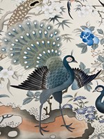 SUNGPU Mural Dinding Kustom Burung Bunga Merak Angsa Pohon Pinus Bunga Mekar Wallpaper Lukisan Tangan untuk Dekorasi Interior Lobi Hotel