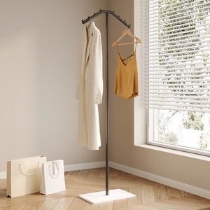 Nhà máy có nguồn gốc kim loại áo giá sàn đứng quần áo phòng ngủ móc áo với góc lưu trữ thiết kế đơn giản để sử dụng nhà - Product Image 4