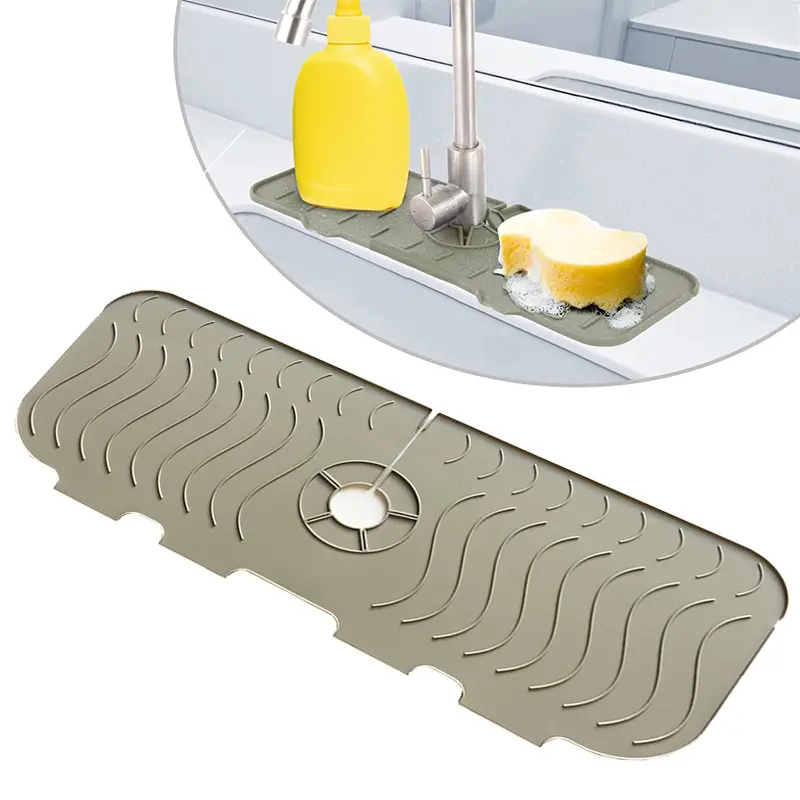 New Design Cozinha Acessórios Splash Guard Drip Absorbent Pads Water Catcher Sink Faucet Mat Absorb Silicon Silicone Opp Bag