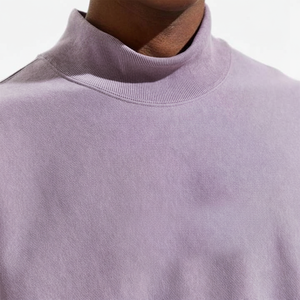 Haute qualité col rond violet surdimensionné sweats à capuche col haut côtes sweats pull coton hommes col montant sweat - Product Image 1