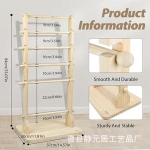 Wooden Ribbon Rack 3 Tier Floor Standing <b>Storage</b> For Living Room Wrapping Supplies - Product Image 4