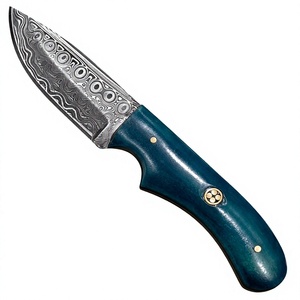 Premium Damascus Steel Camping <b>Knife</b> <b>Bone</b> <b>Handle</b> <b>Knives</b> OEM Logo Leather Sheath pocket knifes - Product Image 1