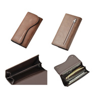 Tas Tangan Kulit PU Pria, Dompet Pemegang Kartu Warna Coklat Tahan Air Merek OEM Terkenal untuk Pria