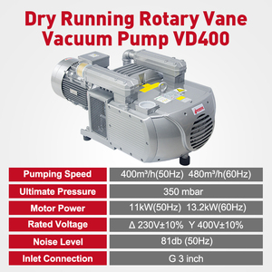 400-480m ³/h không có dầu hoạt động khô ROTARY VANE bơm hút chân không wordfik vd400 cho CNC Router Máy chế biến gỗ 350mbar hút không khí - Product Image 2