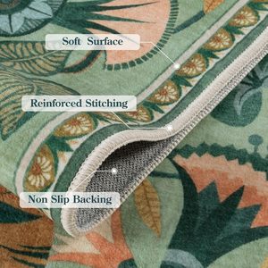 <span class=keywords><strong>Tappeto</strong></span> Runner Floreale Verde Lavabile a Pelo Corto 2x8 Pieghevole per <span class=keywords><strong>Ingresso</strong></span>, Soggiorno, Camera da Letto - Product Image 6