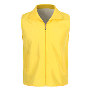 เสื้อกั๊กโพลีเอสเตอร์สีแดงล้วนสำหรับผู้ชายทำงาน ซิปหน้าเต็มตัว สำหรับเล่นกีฬากลางแจ้ง - Product Image 4