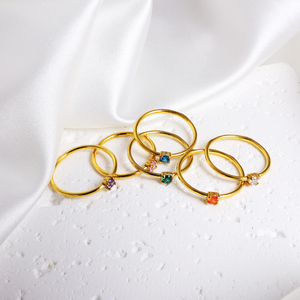 Zirconia cubica lucida impilata Fine18k oro placcato in acciaio inossidabile anello di diamanti all'ingrosso per feste regalo gioielli in zirconi cubici - Product Image 4