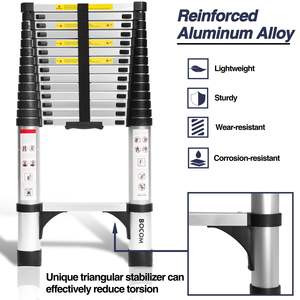 Échelle télescopique en aluminium robuste de 14,5 pieds, 2 stabilisateurs triangulaires, capacité maximale de 300 livres, matériau pour la maison, le travail en extérieur - Product Image 6