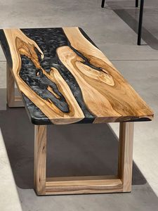 Home Furniture Factory Direct Solid Walnut Wood Modern Clear <strong>Epoxy</strong> Resin Slab Dining <strong>Table</strong> Dining Room Furniture - Product Image 3