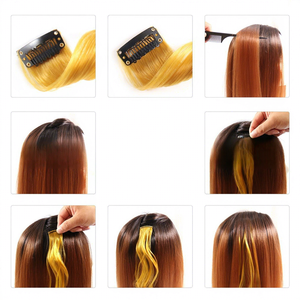 Extensions de cheveux synthétiques <span class=keywords><strong>Wowei</strong></span> 22 pièces, mèches colorées à clipser, multicolores - Product Image 5