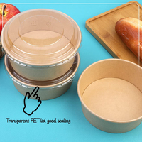Contenants alimentaires jetables personnalisés pour restaurant, à emporter, biodégradables, bol à salade en papier de 390 cc avec couvercle