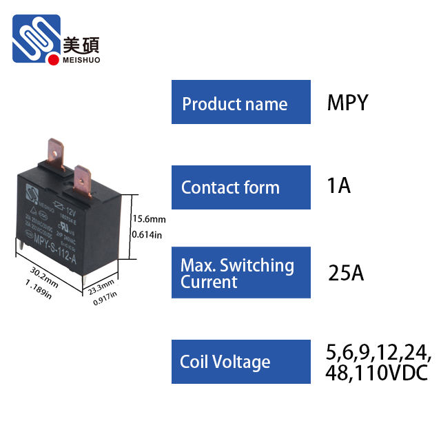 Meishuo MPY OEM 12v 4pin 20a 25a Relays Mini Pcb 250vac Electric Relay for air Conditioner