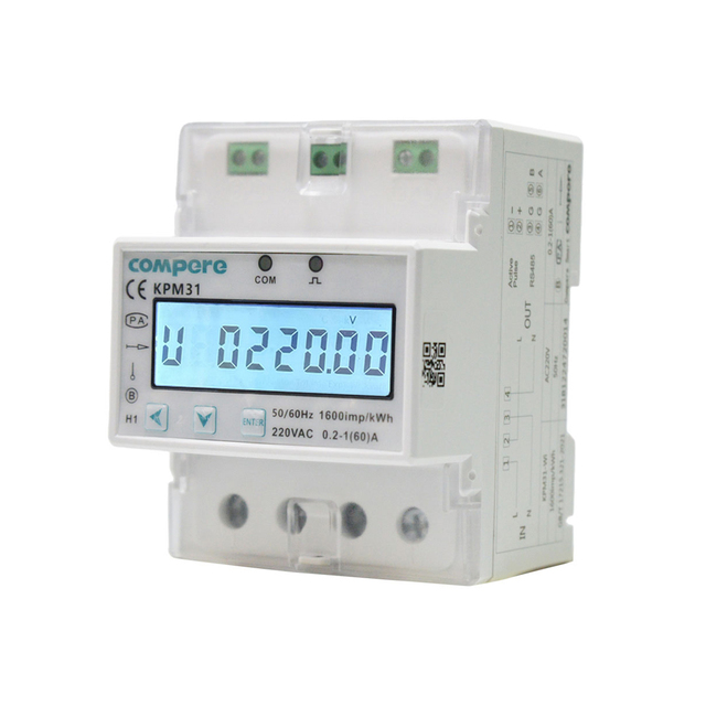 Single Phase 110V/220V 60A RS485 Digital Power Meter 50/60Hz Bi-Directional Energy Meter 1 Phase KWH Meter