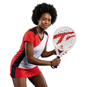 Pala de tenis estándar de fibra de carbono, ligera y duradera, pala con forma de lágrima para mujer, pala de tenis con agarre de goma - Product Image 4