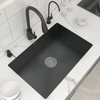 Évier de cuisine rectangulaire en acier inoxydable à un trou, fait main, sur mesure, style ferme, à encastrer, pour vente en gros