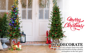 <span class=keywords><strong>Sapin</strong></span> de Noël en PVC ignifuge, aspect réaliste, avec baies rouges et cônes de pin, 100 lumières LED de haute qualité, lot de 3 - Product Image 2