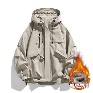Customized Logo Joker Trend Leisure Outdoor Hooded Fleece Casual <b>Jacket</b> for <b>Men</b> Windproof <b>Long</b> Winter Coat - Product Image 3
