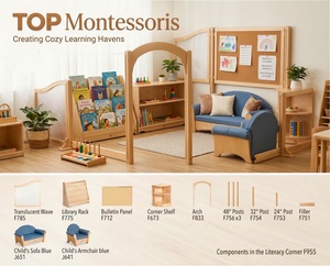 Rincón de Lectura Montessori para Guardería con Sofá, Sillón, Estante Ajustable de Madera para Niños, Mueble de Biblioteca para Preescolar - Product Image 3