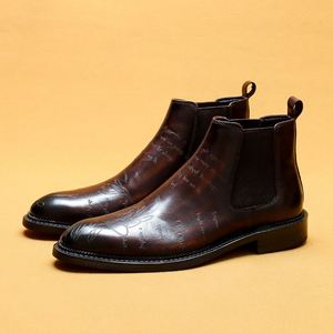 Bottes Chelsea pour hommes en cuir véritable de haute qualité, fabriquées à la main, avec lettres gravées, style britannique, pour affaires et occasions formelles - Product Image 6