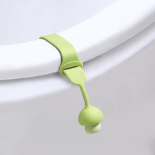 Lève-siège de toilette en silicone, poignée auto-adhésive amovible, couleur unie, accessoire de salle de bain, ouvre-couvercle rabattable rose vert - Product Image 2