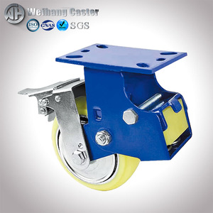 WH Heavy Duty 4/5/6/8 Zoll Dämpfung Universal Absorbing Iron Core Pu Lenk rollen Verzinkte Lenk rollen Feder belastete Rollen - Product Image 3