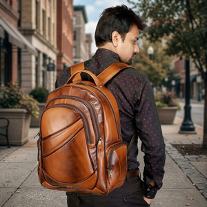 Venta al por mayor directa de fábrica: Mochila de cuero genuino vintage B S International, nueva llegada, superventas, impermeable con asa. - Product Image 1