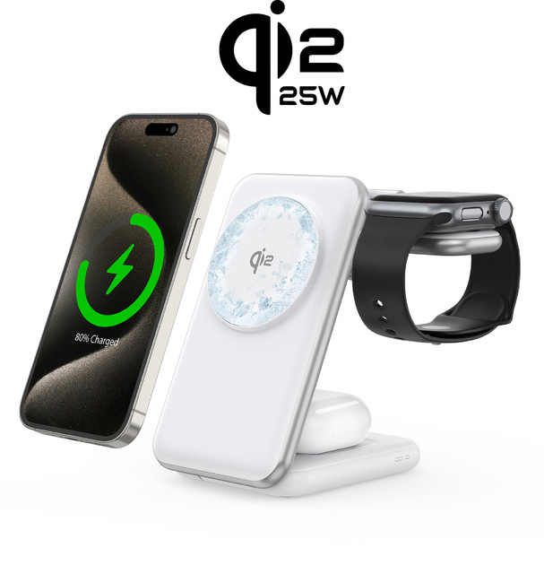 .2 25W Wireless Charger Magnetic Foldable 3-in-1 Fast Wireless Charger Portable Mobile Charger Factory CE ROHS Certified