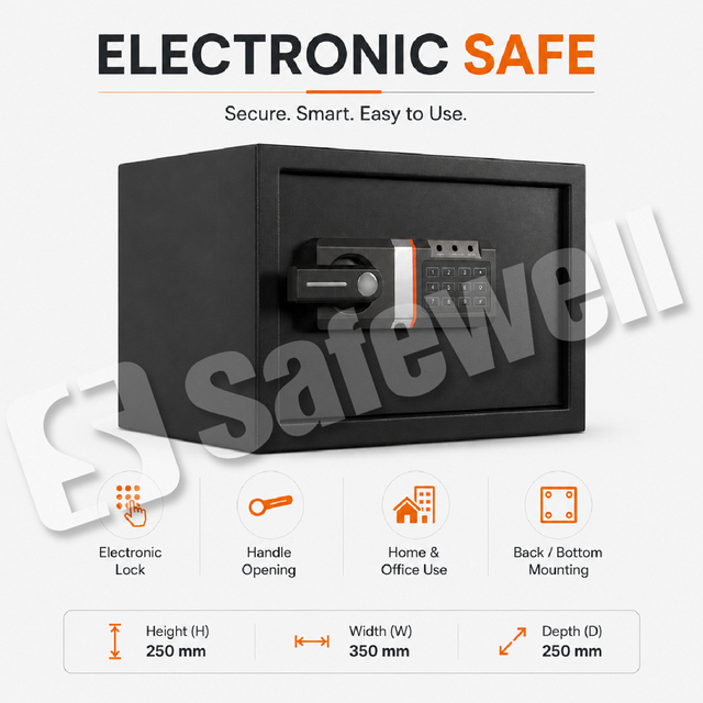 Safewell Wholesale Secure Electronic Safe Box Steel Fireproof Cabinet With Keypad Lock for Hotel Office Home Custom Manufacturer
