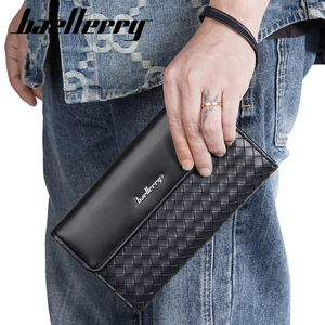 Baellerry Men's Long <b>Wallet</b> 7 Inch Braided Stitching Black Credit Card <b>Holder</b> Everyday Use - Product Image 4