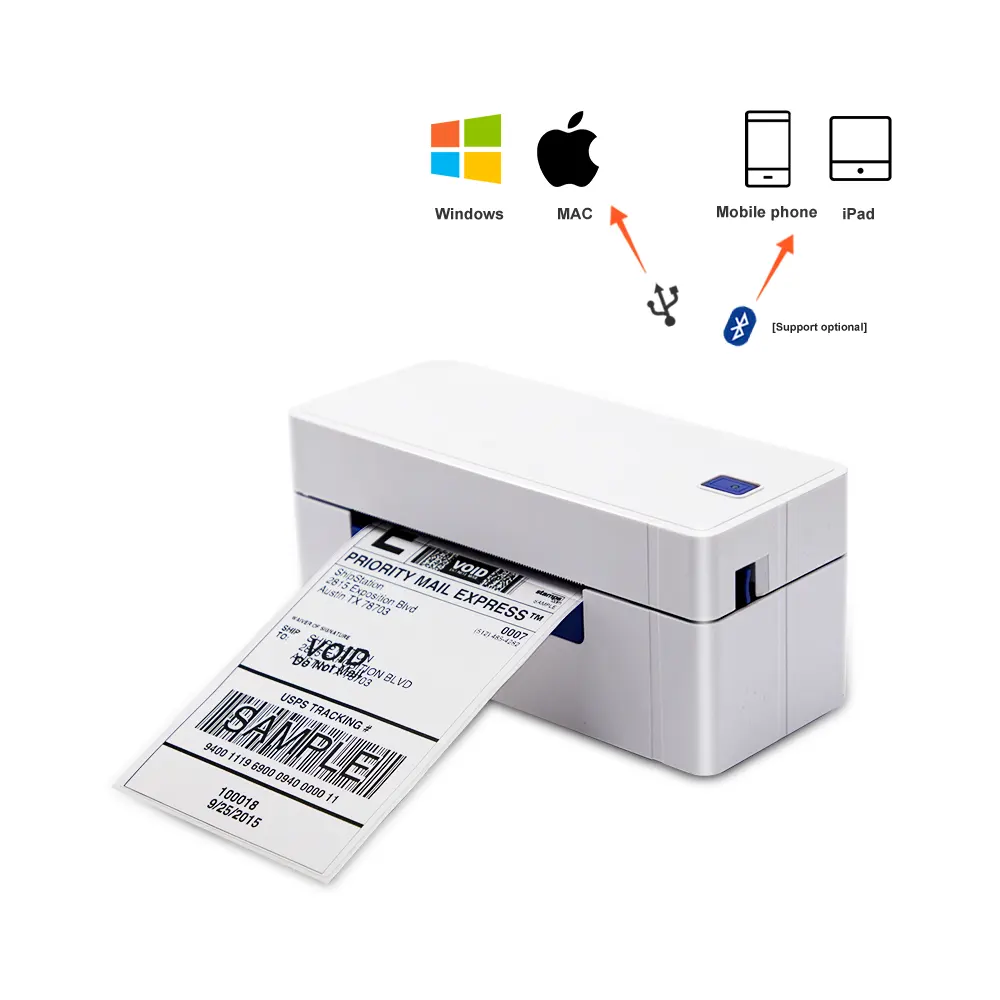 Impresora térmica de etiquetas de envío de 110mm 4X6 Mini Imprimante Autocollant Adhesif Couleur Portable Sans Fil Impresora de pegatinas de código de barras