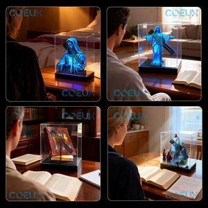 จอแสดงผลโฮโลแกรมตั้งโต๊ะสำหรับศาสนา พร้อมฝาครอบอะคริลิก ลำโพงในตัว สำหรับการสวดมนต์ในโบสถ์และการใช้งานบูชาที่บ้าน - Product Image 3