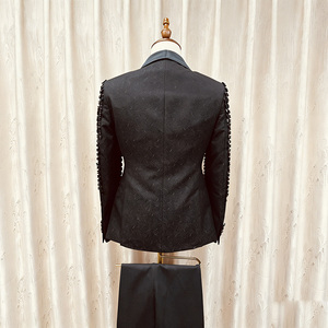 Abito da uomo su misura fatto a mano in stile italiano, <span class=keywords><strong>taglie</strong></span> forti, 3 pezzi: giacca, gilet e pantaloni, monopetto, formale, per matrimonio - Product Image 3