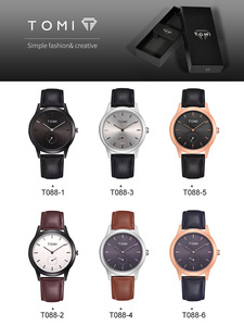 Reloj de Pulsera TOMI T088 para Hombre, Diseño de <span class=keywords><strong>Dos</strong></span> Agujas, Estilo Casual <span class=keywords><strong>y</strong></span> Minimalista, Reloj de Cuarzo con Correa de Cuero, Caja para Reloj - Product Image 4