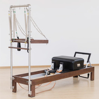 Cama de Pilates Profesional de Madera de Nogal Sólido para Estudio y Hogar