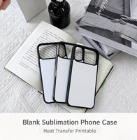 Coque de téléphone antichoc DIY en TPU+PC vierge pour transfert thermique, finition mate nacrée blanche, 3 styles de cadre texturés