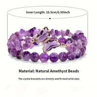 Conjunto de Joyería Energética de 2 Piezas con Cuentas Hechas a Mano, Estilo Boho, con Piedras Naturales Variadas y Mariposas, Regalo para Mujer