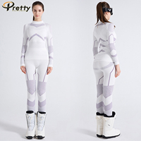Ensemble de ski 2 pièces pour femme, ensemble thermique basique, vêtements de sport de ski respirants, combinaison chaude ajustée, vêtements de sport pour femme, combinaison de ski