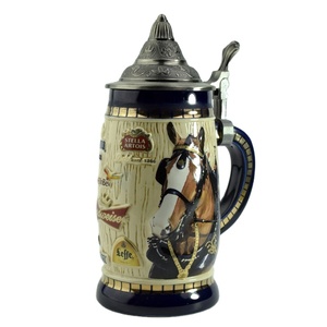 Mug à <span class=keywords><strong>bière</strong></span> en céramique personnalisé avec couvercle en métal, poignée, capacité <span class=keywords><strong>de</strong></span> 1 L, isolation thermique 0-6 heures, écologique, style moderne - Product Image 1