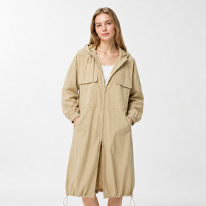 Abrigo Largo con Capucha para <span class=keywords><strong>Mujer</strong></span>, Largo hasta la Rodilla, Dos Bolsillos Grandes, Dobladillo, Cierre Completo con Cremallera, Ropa de Abrigo Informal para Viajar al Trabajo - Product Image 5
