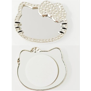 Miroir compact en alliage avec strass pleine surface effet diamant, breloques DIY à dos plat, accessoires pour coques de téléphone, sacs et pochettes - Product Image 3