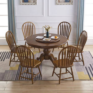 Silla Windsor con Respaldo de Madera Maciza Color Nogal, Silla de Comedor Minimalista para Hogar, Restaurante o Cafetería - Product Image 3