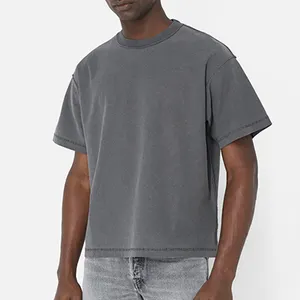 T-shirt vierge surdimensionné personnalisé en gros 100% coton délavé à l'acide vintage Streetwear T-shirt court de boxe lourde