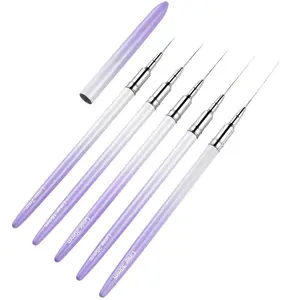 5 unids/set Nail Art Drawing Liner Pen Brushes Set para polvo acrílico, extensión de uñas y tallado de uñas 3D para principiantes y profesionales