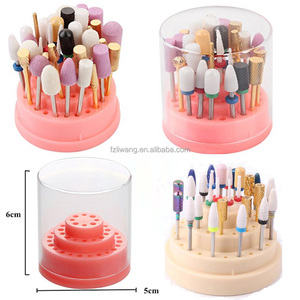 Pink Color 48 Holes Round <strong>Jewellery</strong> Burs Holder Block Case Nail Drill Bits Acrylic Display Plastic Box With Transparent Lid - Product Image 3