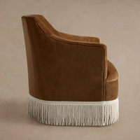 Fauteuil de salon en tissu de style vintage, fauteuil individuel, fauteuil lounge, fauteuil de détente avec franges