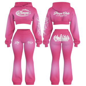 Soft Fabric <b>Zip</b> Hoodie Jogger Pants Winter Eco-Friendly Daily Wear Wholesale Ladies Premium <b>Hooded</b> Tracksuit Custom Embroidery - Product Image 4