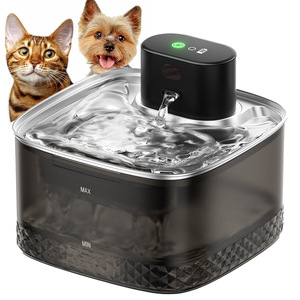 Fuente de agua inteligente recargable para mascotas, para gatos y perros, con bebedero transparente negro y filtro de algodón azul WF310 - Product Image 1
