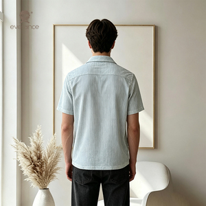 <span class=keywords><strong>Camicia</strong></span> da <span class=keywords><strong>Uomo</strong></span> Traspirante in <span class=keywords><strong>Pizzo</strong></span> Crochet Effetto Marmo Acquatico, 185gsm, Misto Cotone, Blu Chiaro, Stile Resort Cubano con Motivo Astratto a Spirale - Product Image 4