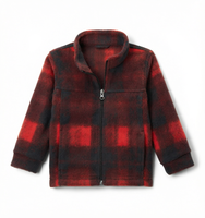 Veste polaire à carreaux pour bébés garçons, style coréen, avec fermeture éclair, idéale pour l'extérieur